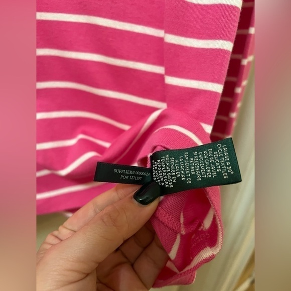 ⚫️ BOGO Pink and white striped Lauren Ralph Lauren women’s ruffled top size m - Picture 4 of 7